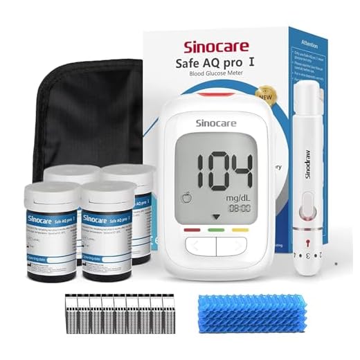 Sinocare Medidor de Glucosa en Sangre, 100 Tiras Dispositivo de Punción, Resultados Precisos (Safe AQ Pro I)
