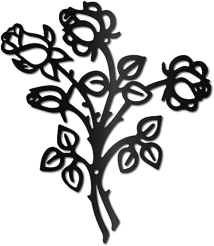 Amazon.com: CREATCABIN Large Rose Metal Wall Art Decor Rose Flower Wall ...