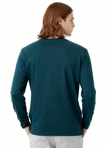 Image of DAMENSCH Fluid Full Sleeve T Shirt for Men; Cotton Stretch Tshirt for Man; No-Fade Colours Casual Shirts; Super Soft Fabric T Shirt for Men Cotton