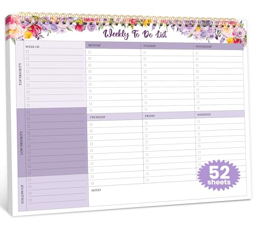 �E�B�[�N���[To Do���X�g������ ���t�Ȃ��V�[�g52��(8.5�C���`×11�C���`) - ���t�Ȃ� �E�B�[�N���[�v�����i�[ ������ �I�t�B�X�f�X�N�A�N�Z�T���[�Ə��Օi - ���x���_�[�`���[��