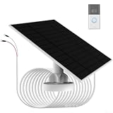 6W Solar Panel Charger for Ring Doorbell with 10ft Cable IP66 Waterproof Monocrystalline Silicon 360 Degree Adjustable Mount Bracket for Outdoor Power Supply