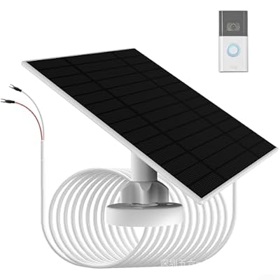 6W Solar Panel Charger for Ring Doorbell with 10ft Cable IP66 Waterproof Monocrystalline Silicon 360 Degree Adjustable Mount Bracket for Outdoor Power Supply