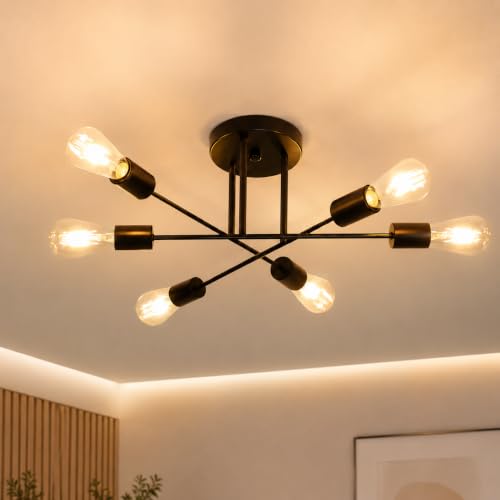 CBJKTX Deckenlampe Wohnzimmer Deckenleuchte Küchenlampe Vintage 6-Flammig – Ansicht 1