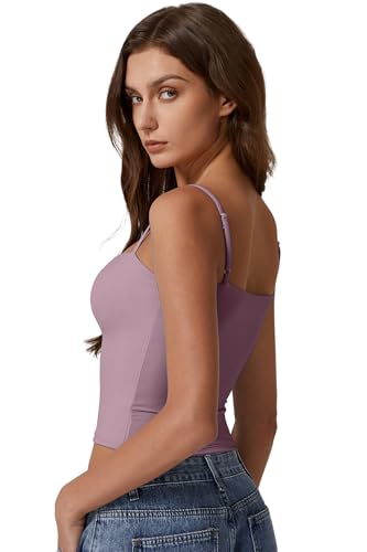 Image of QINSEN Women's Double Lined Basic Tank Top Adjustable Spaghetti Straps Sleeveless Camisole Shirts