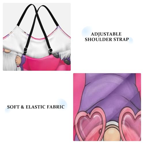 Cute Cartoon Gnome Purple One Piece Girls Swimsuit, Beach Bathing Suits Girls 3-10 Y with Adjustable Shoulder Strap, 3-10 Y3