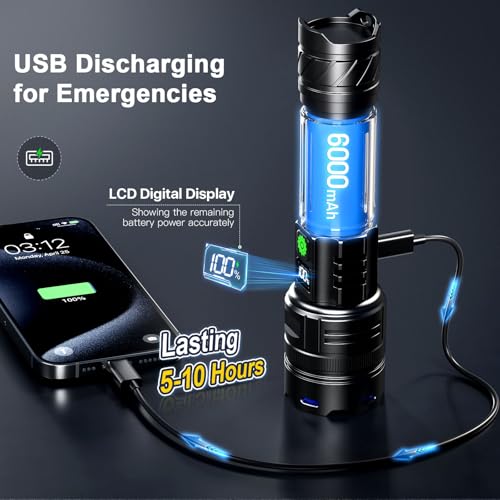 Phixton PH2403 Rechargeable Flashlights 1000000 High Lumens Single One Mode Super Bright thumb #4