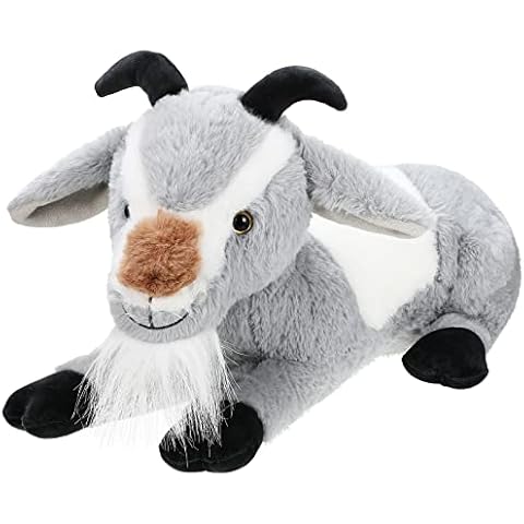 18 Inches Large Plush Goat Stuffed Animal Soft Cuddly Sitting Goat Plush Toy Cute Grey Mountain Goat Realistic Goat Plushie for Halloween Christmas Party Home Decor Birthday Gifts Cover