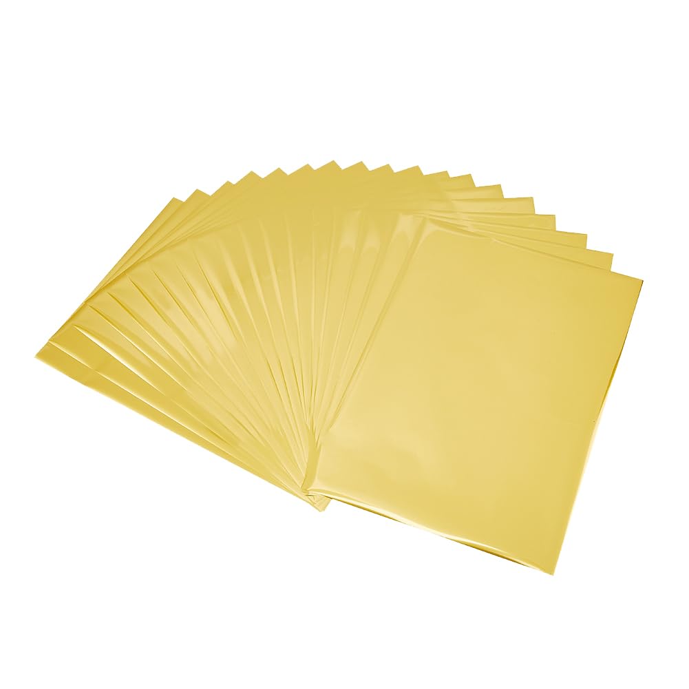 SUPERFINDINGS 50 hojas de papel reactivo laminado A4 11,4 x 7,28 pulgadas Papel reactivo rectangular para tóner Hoja de transferencia metálica dorada para impresora láser + laminadora