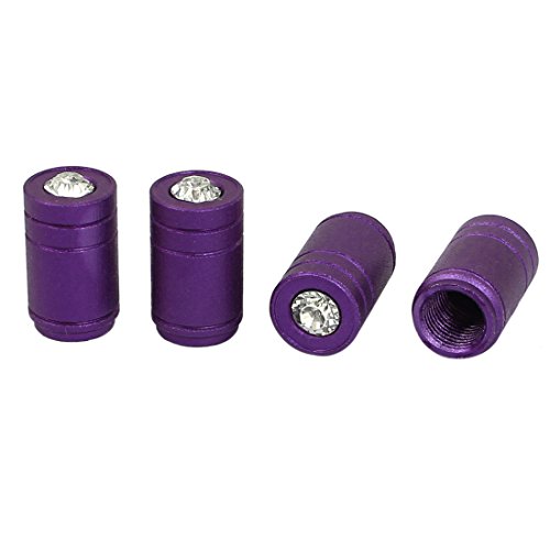 Ruilogod Tapas de Válvula de Aire para Llanta de Metal 4 piezas Morado
