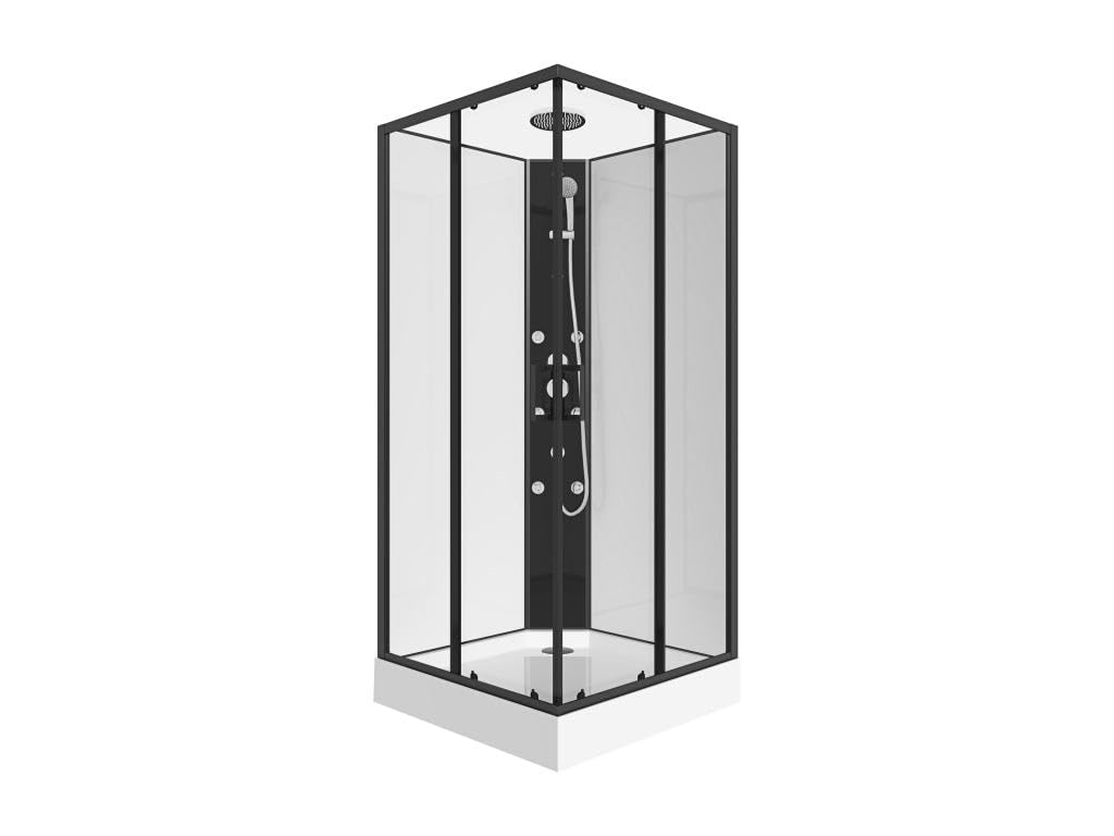 Vente-unique - Cabina doccia ad angolo idromassaggio - 80 x 80 x 225 cm - KIVORA