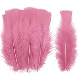 100pcs Pink Turkey Flat Feathers 4-6 Inch Fluffy Feathers for Crafts Masks Hats Decorating Dream Catchers Wedding Party Decoration