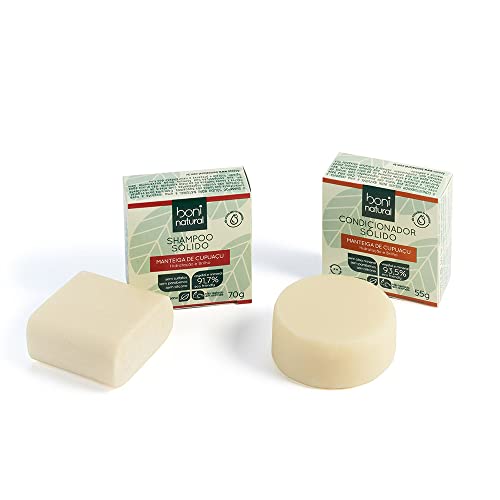 Shampoo Sólido Vegano Boni Natural com Manteiga de Cupuaçu para Hidratação e Brilho, Sem Silicones,