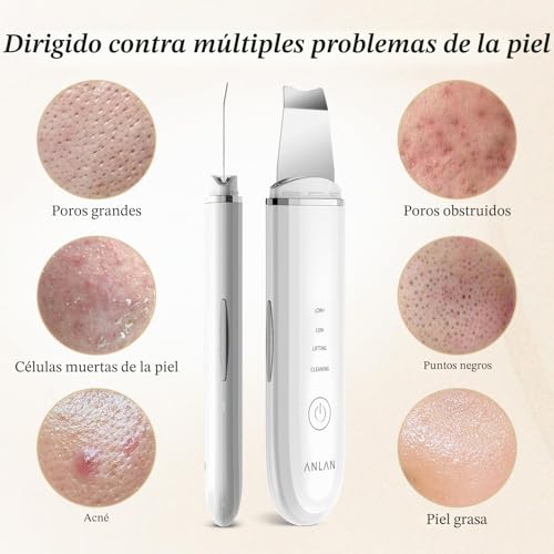 Miniatura 6 de Anlan Peeling Ultrasónico Facial Skin Scrubber Exfoliación Limpiador De Poros Para Limpieza Y Cuidado Blanco