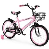 Kinderfahrrad, Verstellbarer Sitz & Lenker, Kohlenstoffstahlrahmen, Doppelbremsen, Stoßfeste Speichenräder, Magnetisches Blitzrad, Abnehmbare Stützräder, Jungen/ (18 Zoll)