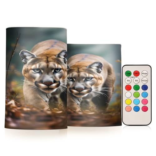 ALAZA Cheetah (8) Flickering Flameless Candles Battery Operated with Remote Timer,Tea Light Candles LED Pillar Votive Candles Set of 2 for Outdoor Indoor Decorations