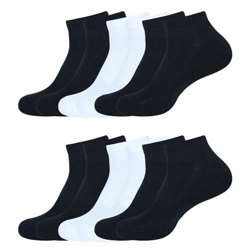 Image of Womens Cushioned Ankle Socks, Low Cut Breathable Casual Super Soft, Multi Color Options Size 4-7, 6-9 (US, Numeric, 6, 9, Regular, Regular, 6, White,Black)