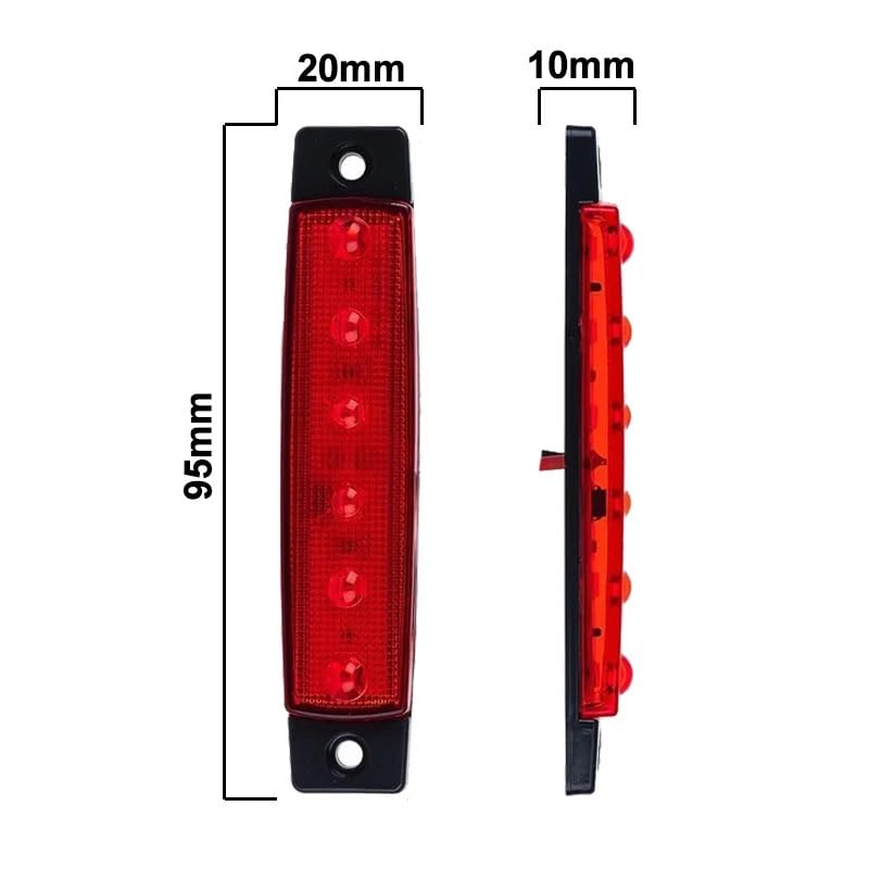 1/4/10 Luci esterne a LED per auto 24V 12V 6LED per autobus per camion Indicatore di posizione laterale per a basso Avvertimento per rimorchio Lampade per freni laterali posteriori(24V,Bianco)
