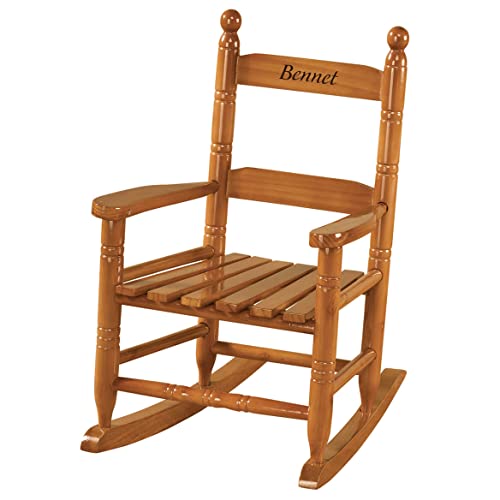 Miles Kimball Personalized Child's Natural Rocker -Wood, Black Font