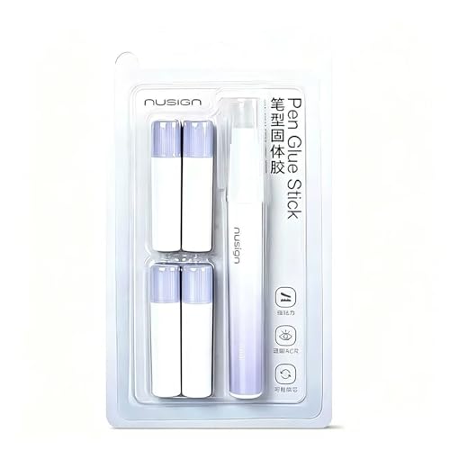 SEAMEW Pen Style Solid Glue Stick Washable Non-Toxic Glue Pen Precise Twist-Up Adhesive for School Craft Office Scrapbooking Bullet Journal Invoice Paper 1 Count(Purple)
