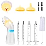 Jiaxix Pet Nursing Bottle Kit for Newborn Animals,Kitten Bottle Feeding Kit Silicone Anti-Choking Nipple and Kitten Syringe for Kittens Puppys Rabbits Squirrel (Yellow)