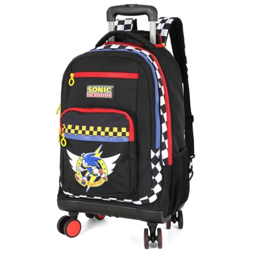 Mochila Infantil Rodinha Sonic 360 Graus Com Estojo Branco
