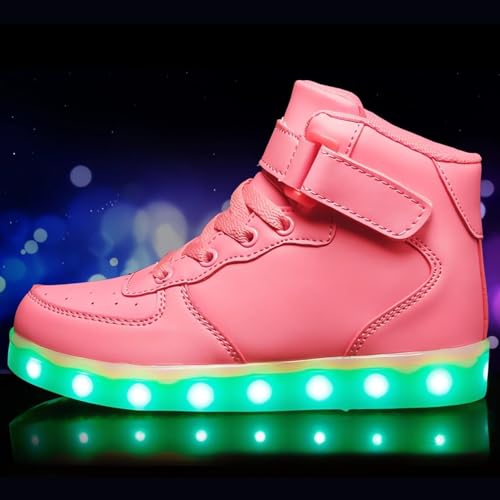 Kids Light Up Trainers Luminous Sneakers Boys Girls USB Charging Led High Top Flashing Shoes Xmas4