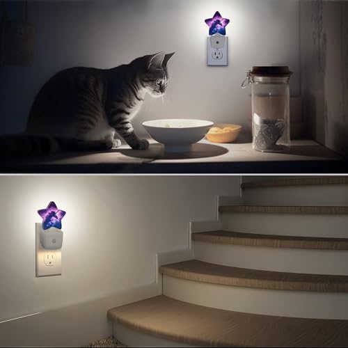 Image of Unicorn Silhouette in Galaxy Nebula Night Light,Dusk to Dawn Smart Sensor Nightlight for Bedroom Bathroom Kitchen Hallway Stairs Hallway, Plug-in, Energy Efficient Decor Desk Lamp Gifts