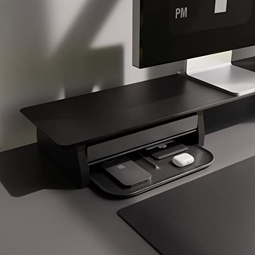 Valet Tray Wooden Minimalist Japandi Premium Catchall Edc Concierge Tray Organiser - Black Wood, 30 x 20 x 1.3 cm - Image 2