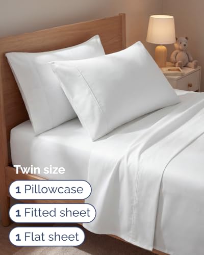 Image of Twin 4 Piece Bed Sheet Set - Comfy, Breathable & Cooling Sheets - White