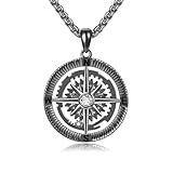 DAYLINLOVE Compass Necklace 925 Sterling Silver Compass Pendant Necklace Graduation Jewelry Gifts for Men Father Brother