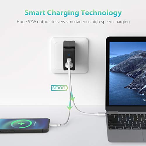 USB C Charger RAVPower 61W PD 3.0 Wall Charger Fast Charging Type C Foldable Adapter with dual Ports Portable Charger for laptop MacBook Pro tablets iPad Pro iPhone 12 Mini Pro Max Galaxy S20 Nintendo - Thumbnail 5