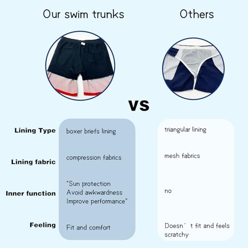 Mens Swim Trunks with Compression Liner 7 inch Inseam Quick Dry 2 in 1 Beach Board Shorts with Pockets S-3XL3