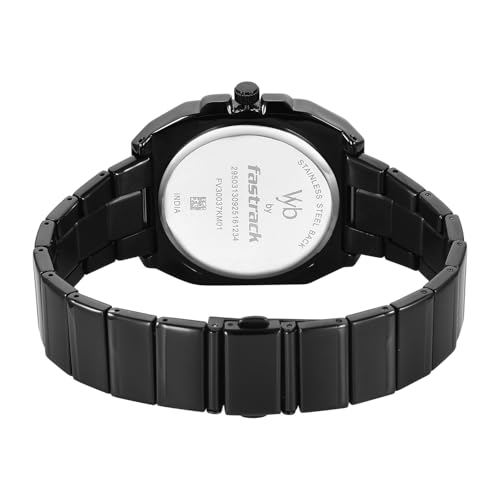 Image of Fastrack Vyb Pioneer Quartz Analog Black Dial Black Stainless Steel Strap Watch for Men - FV30037KM01W