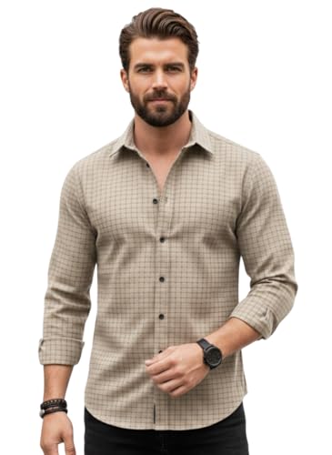 Image of Amazon Brand - INKAST Men's Slim Fit Button Down Dress Shirts Textured Long Sleeve Casual Hawaiian Shirt
