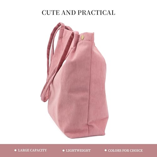 Image of TOPASION Cute Corduroy Tote Bag Canvas Shoulder Handbags for Women Travel Shopping