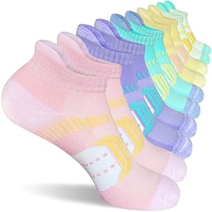 suaskk Womens Athletic Cushioned Anti-Blister Comfort Running Ankle Socks 5 Pairs