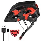 COOZi - Casco de Bicicleta para Adolescentes con luz LED en Rojo, Ajustable, Recargable, Ligero y Transpirable, para niños y Adolescentes de 10 a 18 años, absorción de Golpes para Mayor Seguridad,