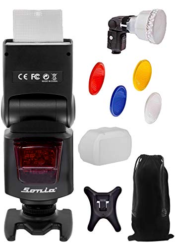 Image of Sonia Camera Flash Speedlite Speedlight VT-631 for Nikon Canon Sony Olympus Pentax & All Other DSLR Cameras GN42 with Four Colours Flash Lambency Diffuser