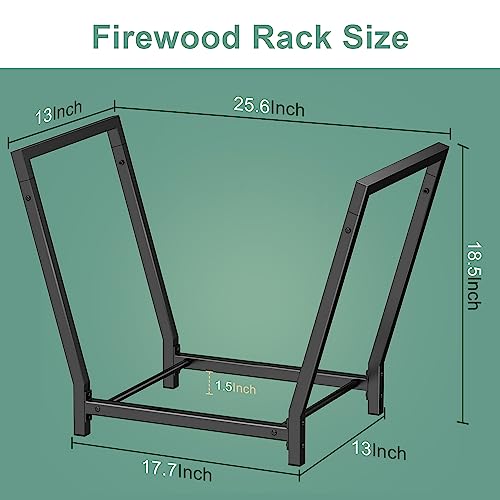 Mutool 25.6 Inch Metal Firewood Rack, Firewood Log Holder for fireplace, Fireplace Wood Storage Shelf indoor/Outdoor, Black Mutool 25.6 Inch Metal Firewood Rack, Firewood Log Holder for fireplace, Fireplace Wood Storage Shelf indoor/Outdoor, Black