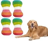 Sndperiexam 4 Pcs Adorable Colorful Dog Plush Vocal Toy, Rainbow Dog Bone-Shape Pet Supplies Chewing Toy for Pet Practical Attractive and Professional Dogs Chew Toys
