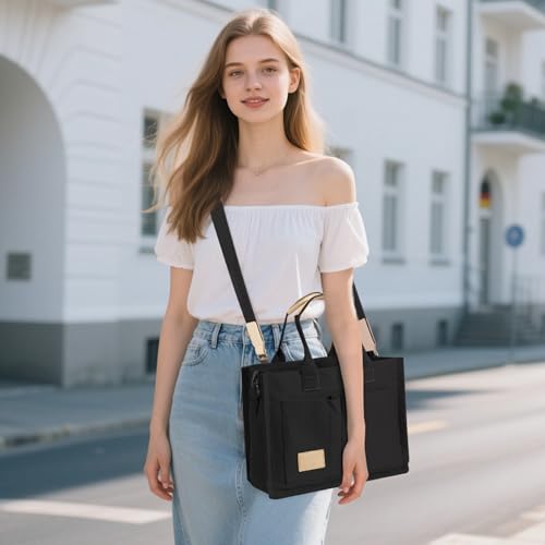 Image of GASSDA Canvas Tote Bag for Women Crossbody Work Purse with Pockets Top Handle Handbag Satchel Bags for Travel Nurse Teacher