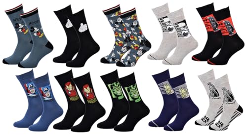 Pack de chaussettes Licence fantaisies assorties - Assortiment selon arrivages- (43-46 , Pack de 10 modèle Homme) Multicolore