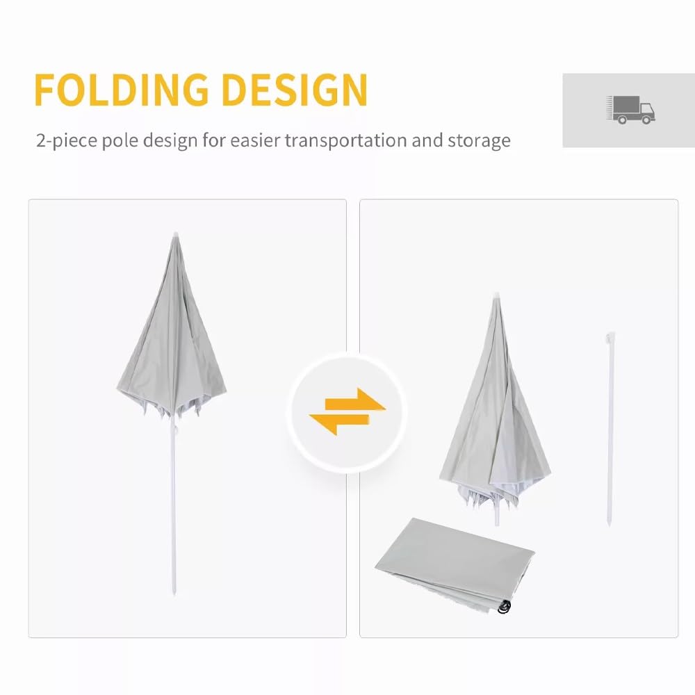 Parasol de Plage Anti-Vent Marin 220 cm, Parasol de Exterieur avec paroi latérale Amovible, Abri Parapluie pour Le Soleil(Green)