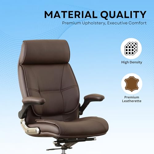 Image of Lakdi The Furniture Co Ergonomic High Back Office Chair for Long Hours | Premium Cushion Comfortable Desk Chair | Adjustable Height & 360 Swivel Executive Chair for 5-Year Warranty & Free Assembly