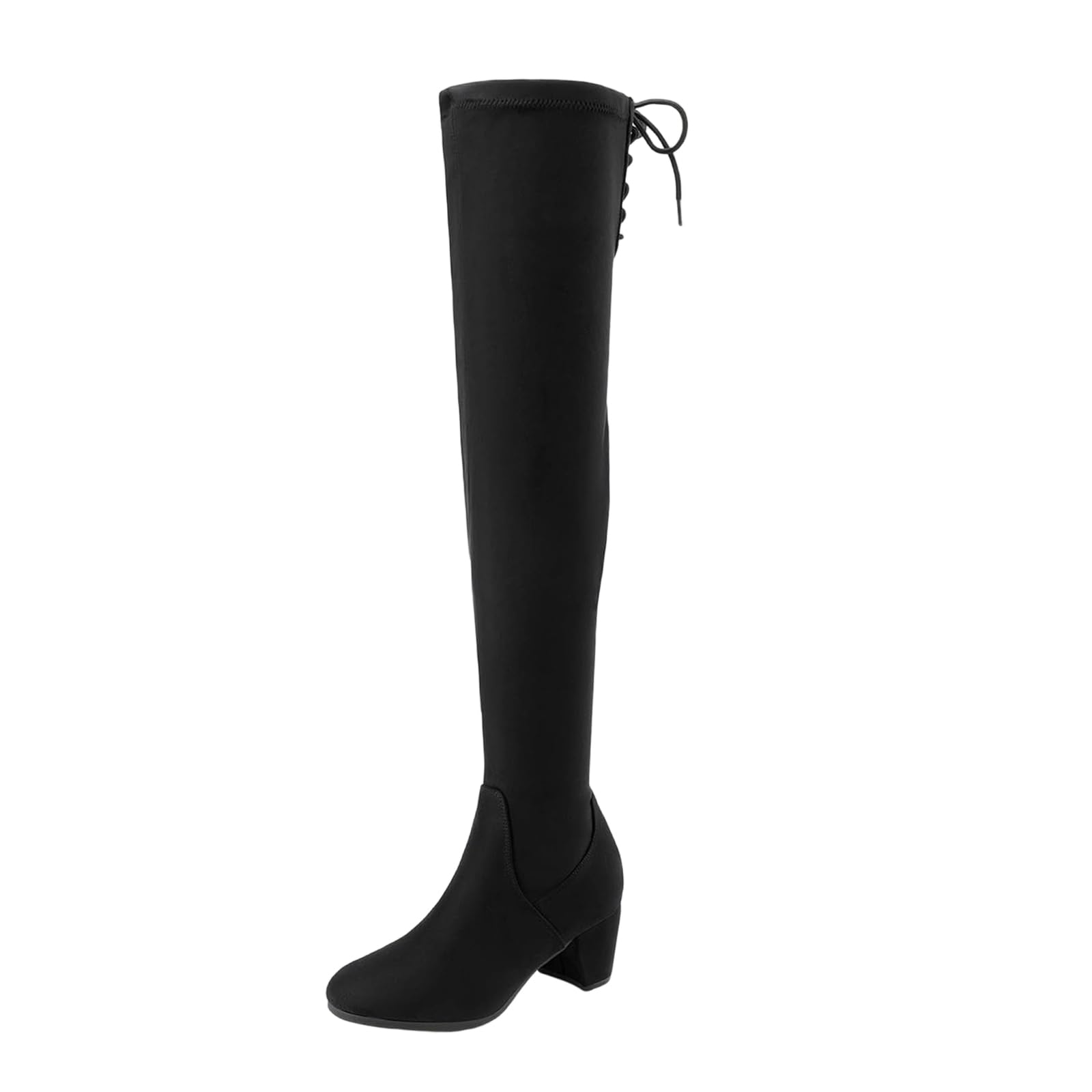 Thigh High Boots For Women Pointed Toe Knee High Faux Suede Boots Chunky Heel Fashion Sexy Faux Fur