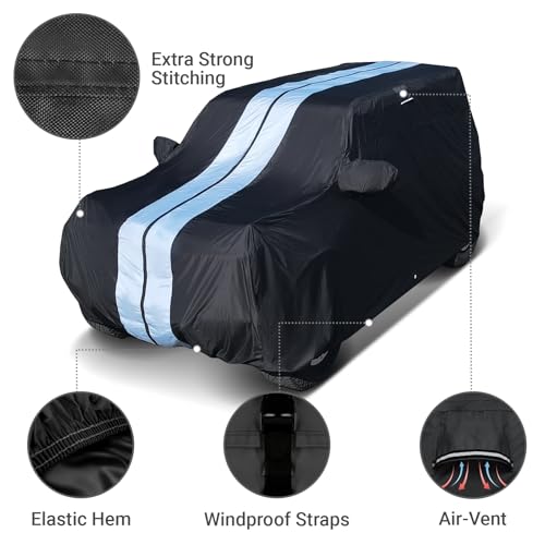 Image of Coverland Custom Fit SUV Car Cover for 2007-2026 Mazda CX-9, CX-90, Waterproof All Weather, Car Covers for Automobiles, Rain, Snow, UV, Sun Protection, Full Exterior Covers, Stripe(Black /Gray)