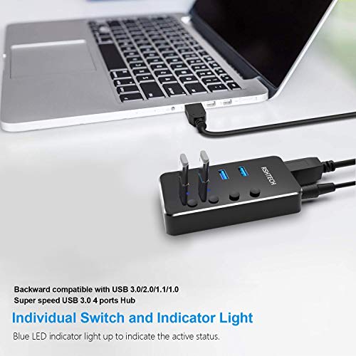 image for RSHTECH USB C Hub Powered 4 Port USB Splitter Portable Aluminum USB Da