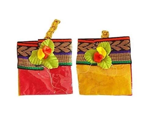 BETTERSHOP Fancy Type Bag Design Haldi Kumkum 2 in 1 Packets for Pooja 100pcs