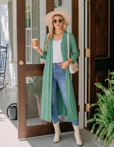 Image of Ekouaer Women Robes Long Knit Bathrobe Lightweight Soft Kimono Robes Casual Ladies Loungewear with Pockets