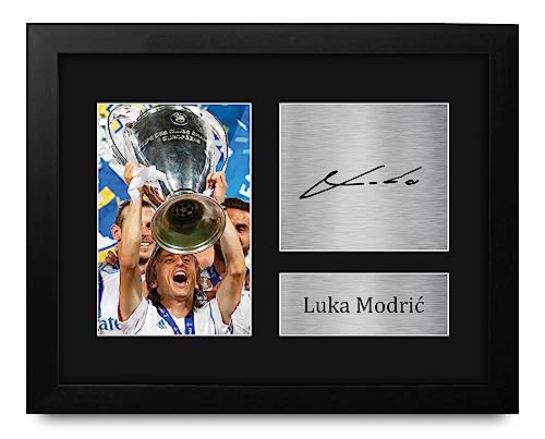 HWC Trading Luka Modric Real Madrid Gifts Printed Signed Autograph Picture for Soccer Fans and Supporters - US Letter Framed (ID-008389)
